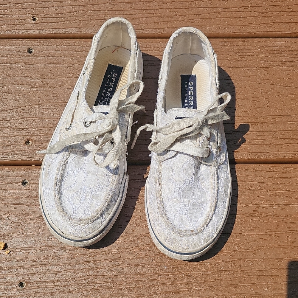 Sperry Kids Boat Shoes in White